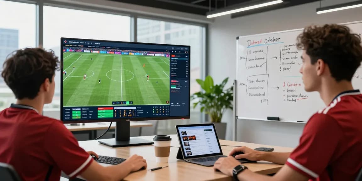 Bongdata analysis in a vibrant sports workspace with live match stats and betting odds.