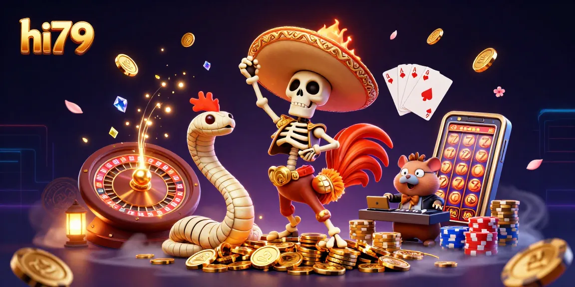 Experience the excitement at hi79 with a vibrant 3D casino scene featuring colorful characters and thrilling games.