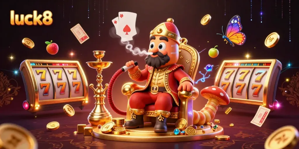 Spin to win at luck8 with a vibrant 3D casino scene featuring dynamic jackpots and colorful symbols.