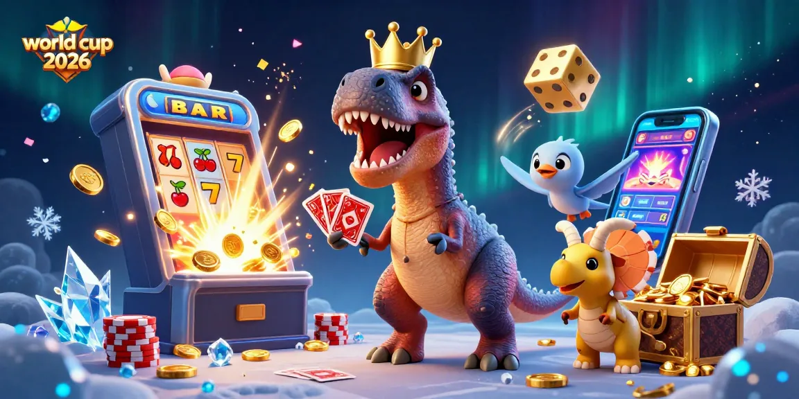 Engage in thrilling world cup 2026 casino adventures featuring friendly T-Rex and Triceratops.