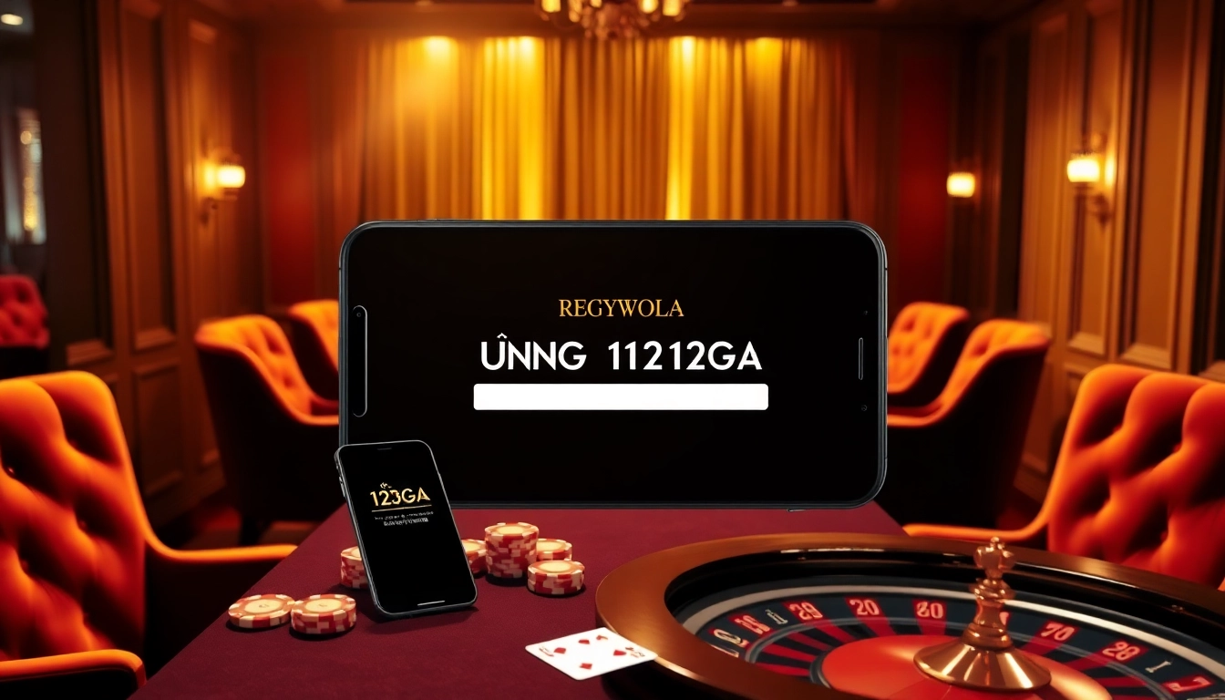 Register for 123GA with ease, surrounded by an elegant casino atmosphere featuring games and cards.