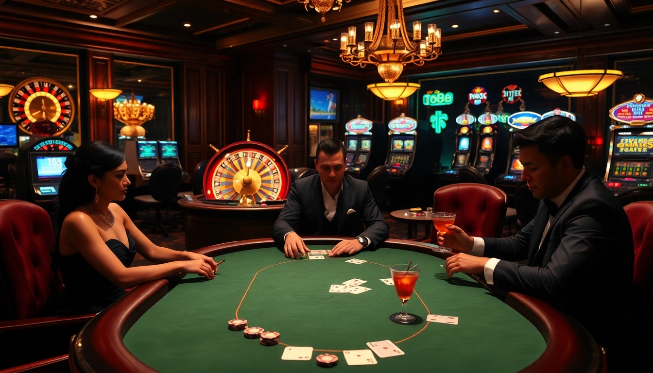 Experience high-stakes poker at TT88's luxurious casino table with engaged players.