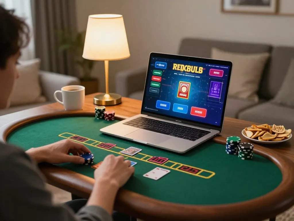 Engage with cm88-bet while playing blackjack online in a cozy living room setting with personalized touches.