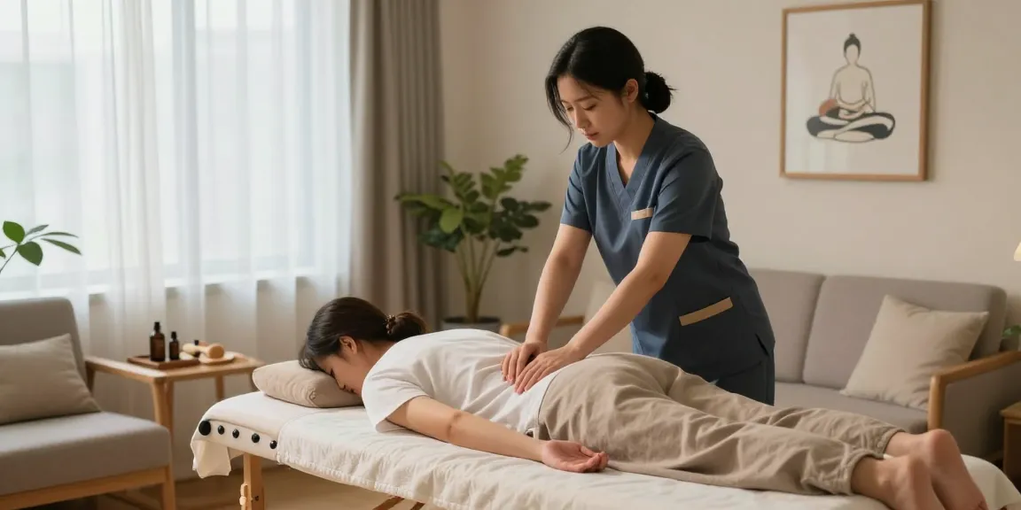 Enjoying a peaceful 강북출장안마 session at home with soothing ambiance and professional care.