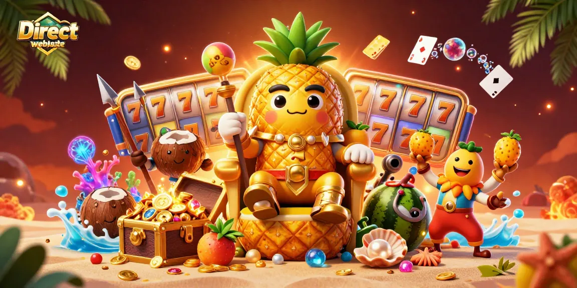Experience excitement on the Direct website featuring the pineapple king and dynamic slot elements.