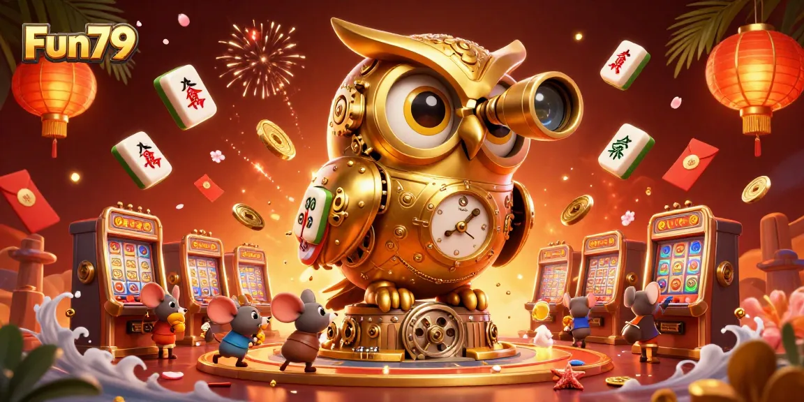 Engage with Fun79's slot gaming adventure featuring a dynamic scene with casino elements.