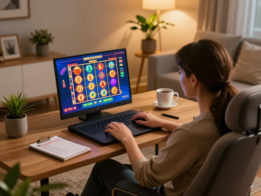 Engaging online gaming scene showing a player on https://x88.design/ using laptop for casino gaming.