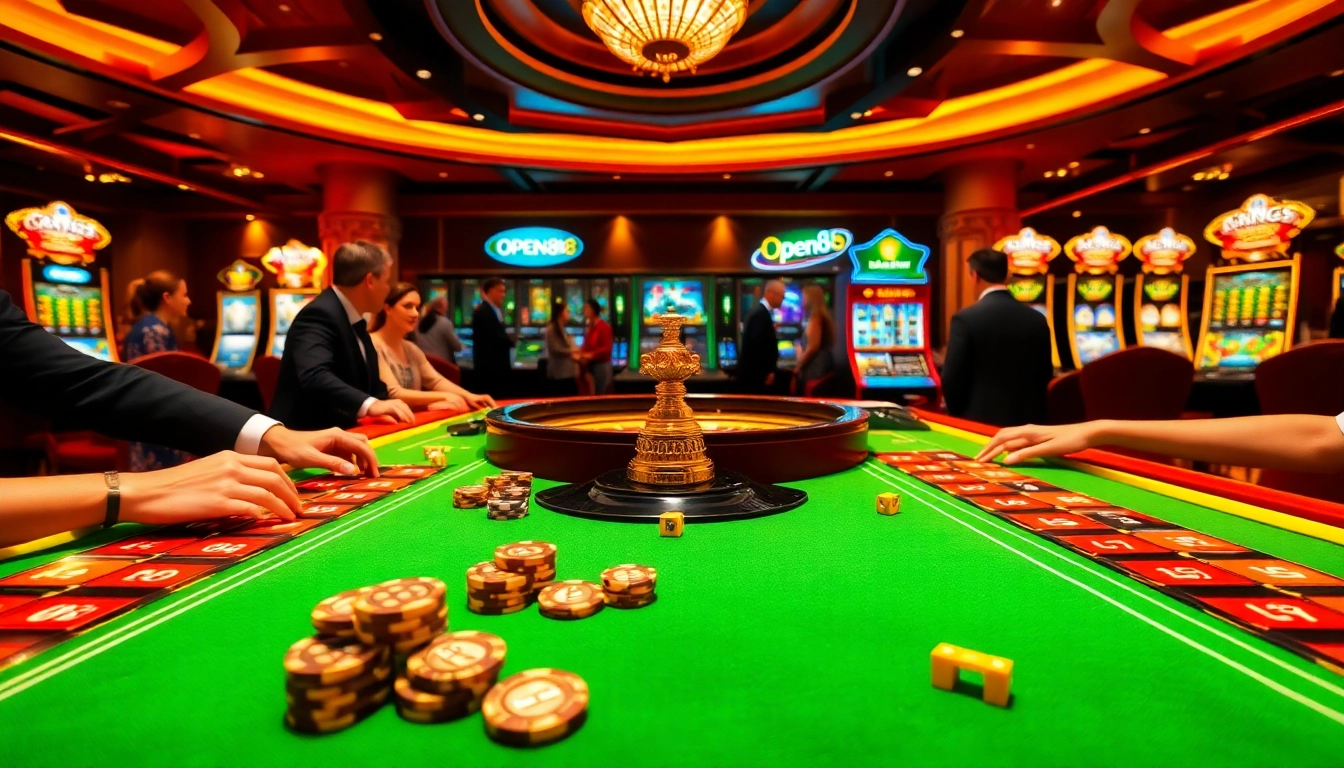 Exciting roulette action at OPEN88 casino with vibrant chips and engaging players.