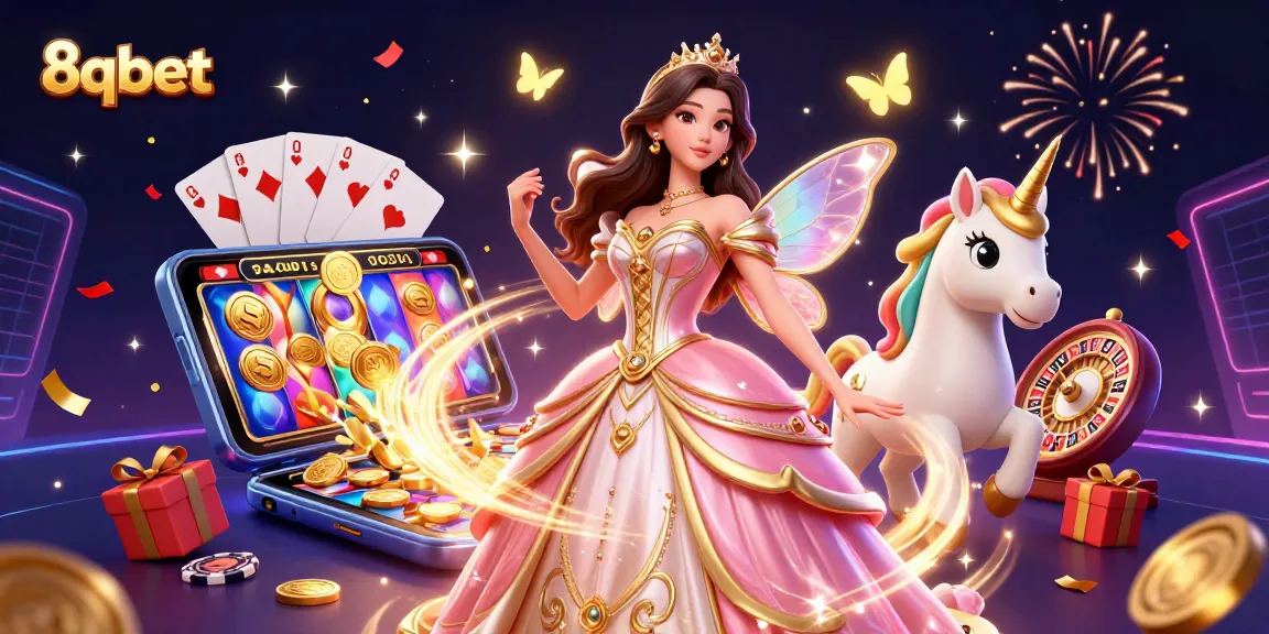 Win big at 8qbet's exciting casino with a magical scene featuring games and rewards!