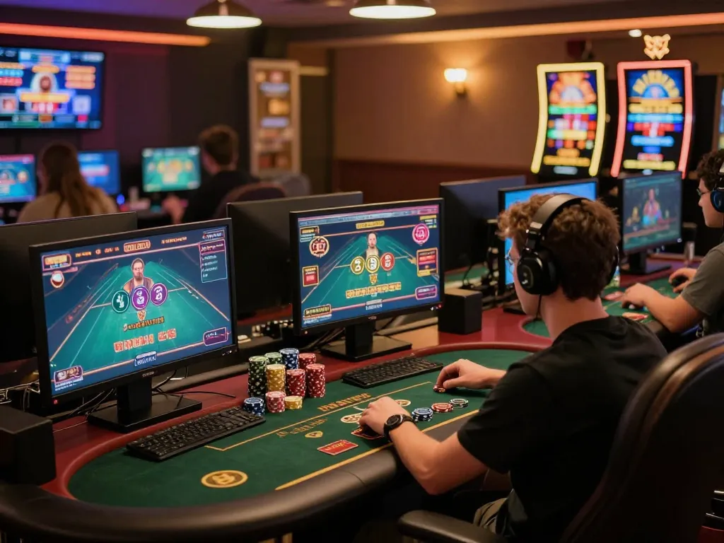 Engaging in online gambling at a trusted nhà cái uy tín with multi-game screens showcasing strategic betting opportunities.