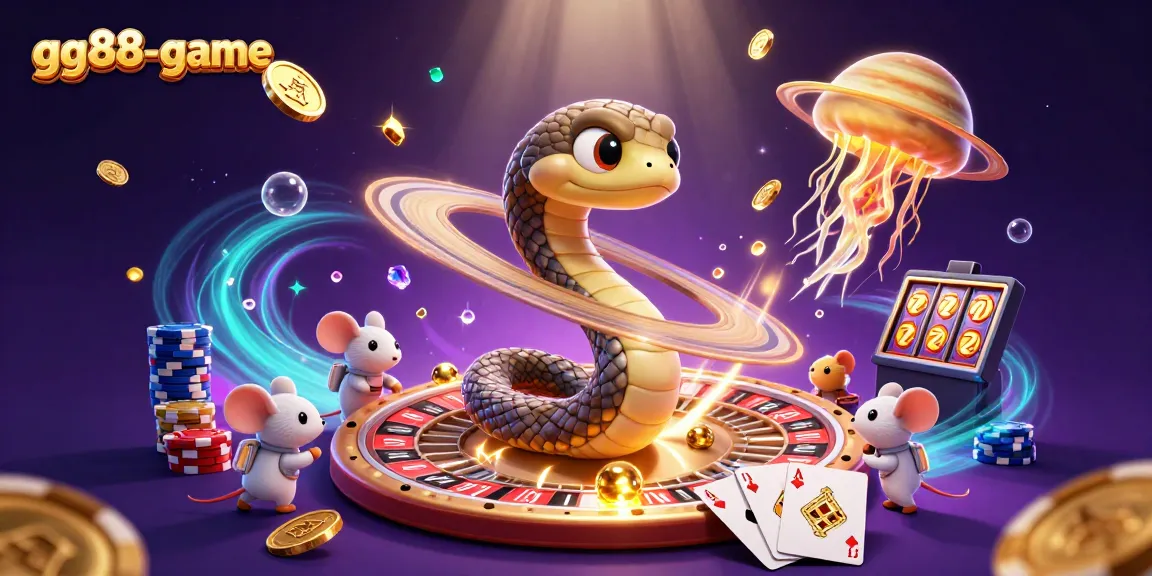 Experience the thrill of gg88-game with a cosmic casino scene featuring fun characters and vibrant game elements.