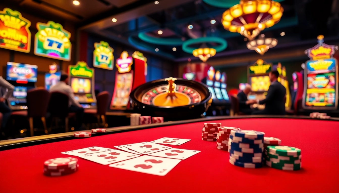 Gamble at the luxurious casino experience found at https://open88.bid/ filled with poker chips and slot machines.