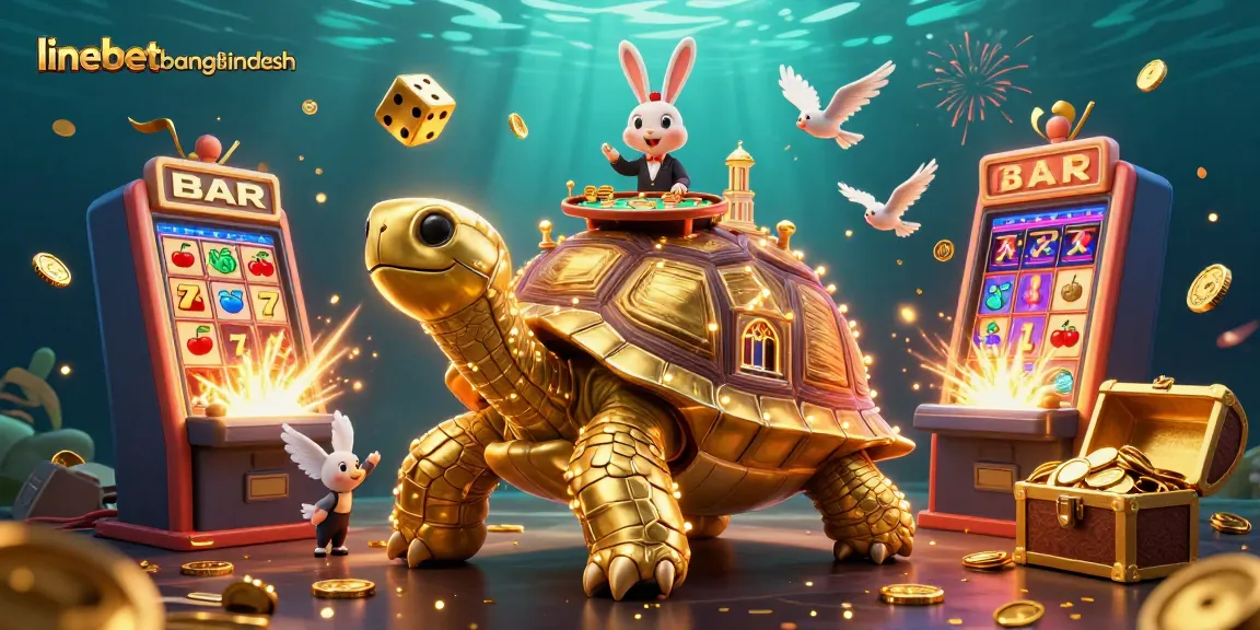 Play exciting 3D casino games with linebetbangladesh featuring golden tortoise, jackpot slots, and rabbit dealer.