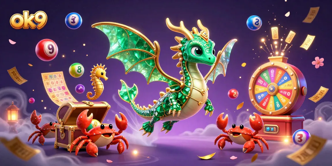 Engage with the excitement of ok9, featuring a fantastical sea dragon and vibrant gambling elements in a dynamic casino scene.