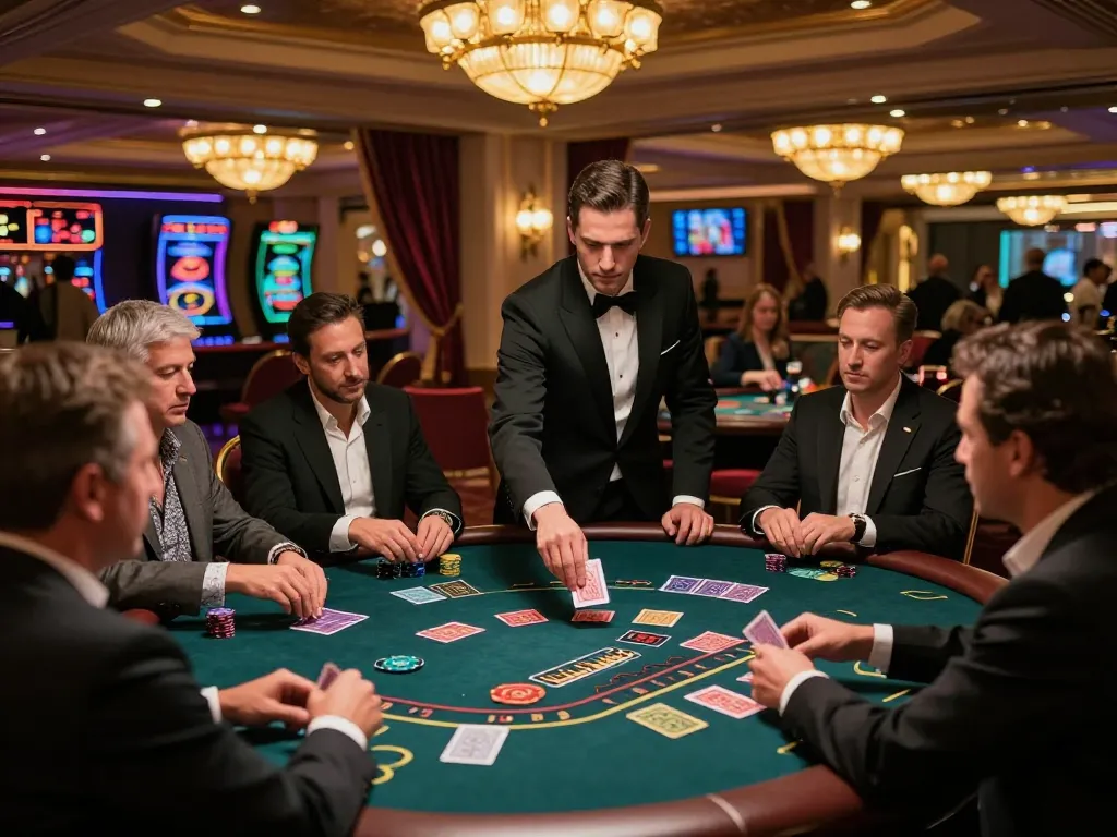Players engaging in a thrilling blackjack game at NK88, showcasing strategic betting and luxury ambiance.