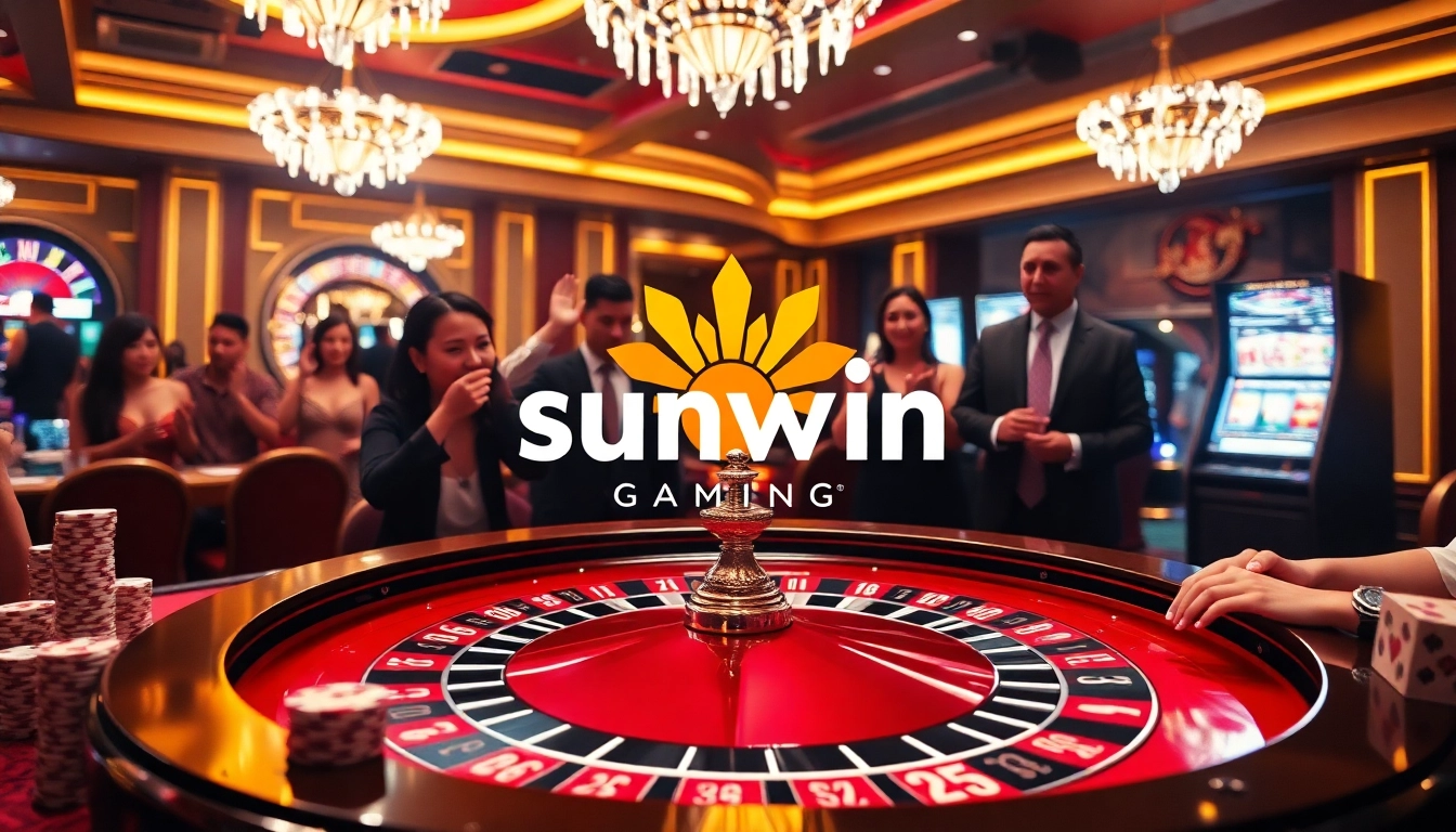 Engage in thrilling gameplay at sunwin’s luxurious casino featuring roulette and poker tables.