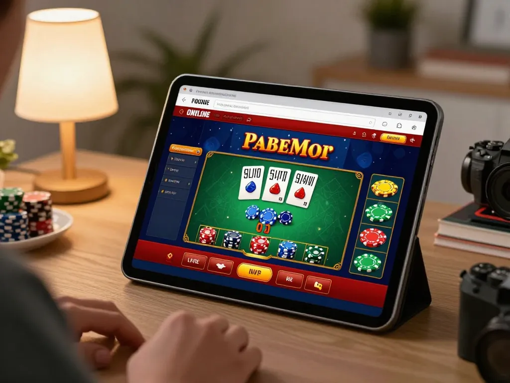 sunwin online casino gaming on a tablet in a cozy home environment highlighting strategic gameplay