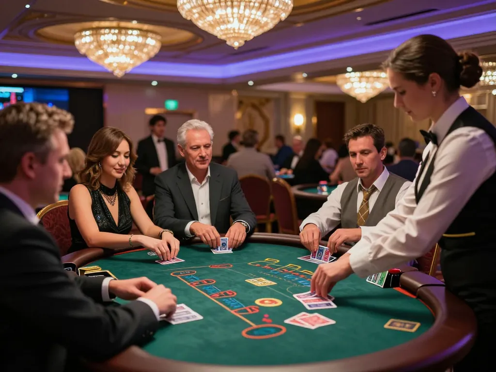 Engaged players experiencing high-stakes blackjack game at 789WIN's elegant casino