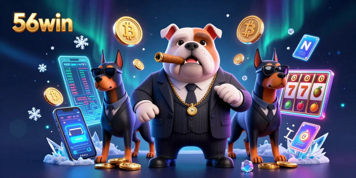 Experience thrilling slots and jackpots with 56win, featuring mafia boss and crypto elements.