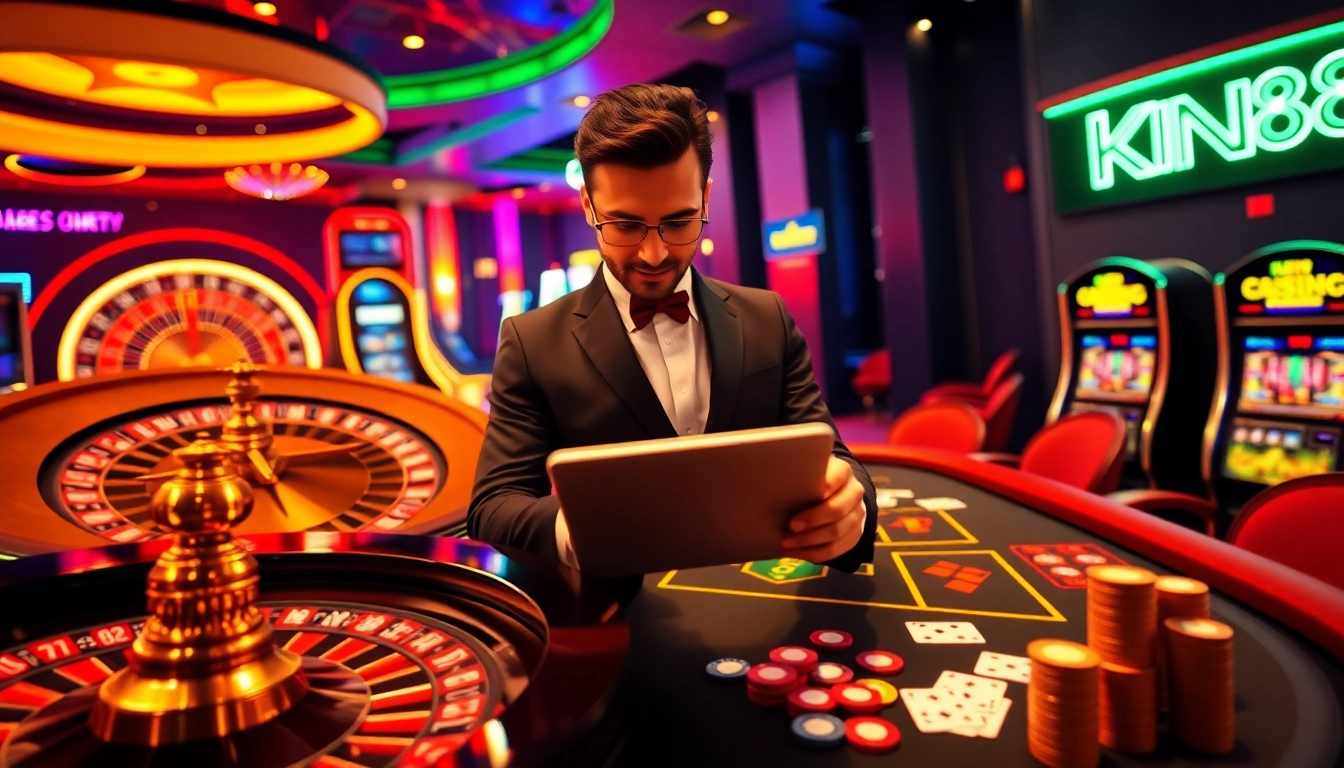 Experience thrilling gameplay at King88 with vibrant casino tables and exciting slot machines.