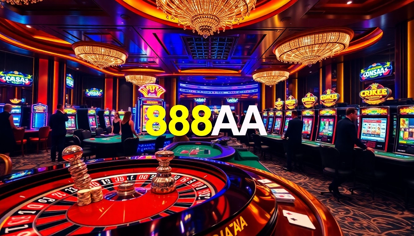 Experience the thrilling action of gambling at 88AA with roulette and poker tables.