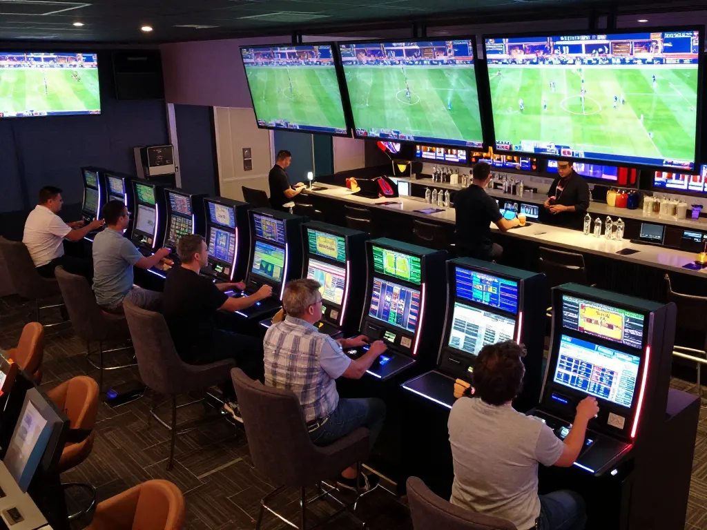 Fans excitedly betting on F168 during a major sports event in a stylish lounge