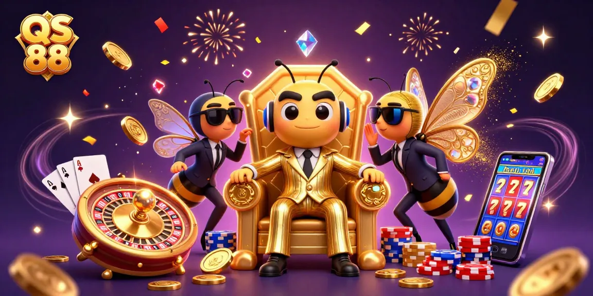 Experience exciting gameplay at QS 88 with themed characters, spinning roulette, and vibrant casino elements.