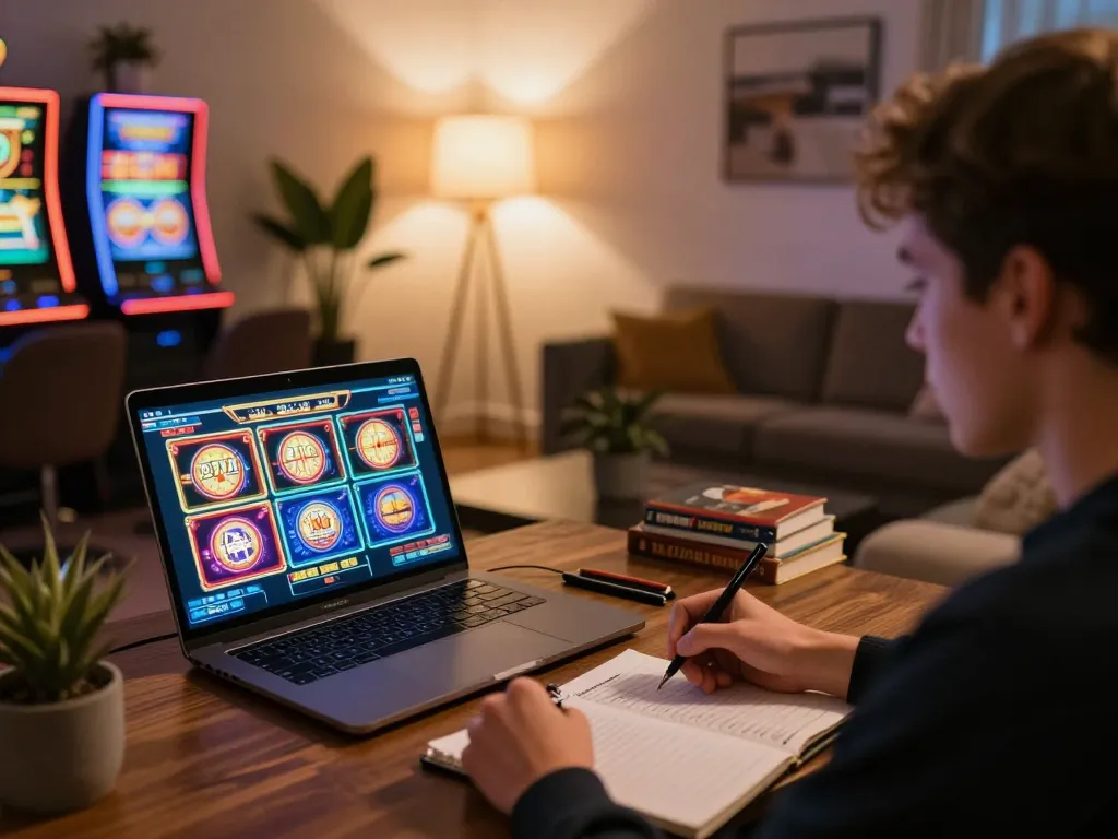 Player utilizing link onbet to enhance online gambling experience in a cozy home setting.