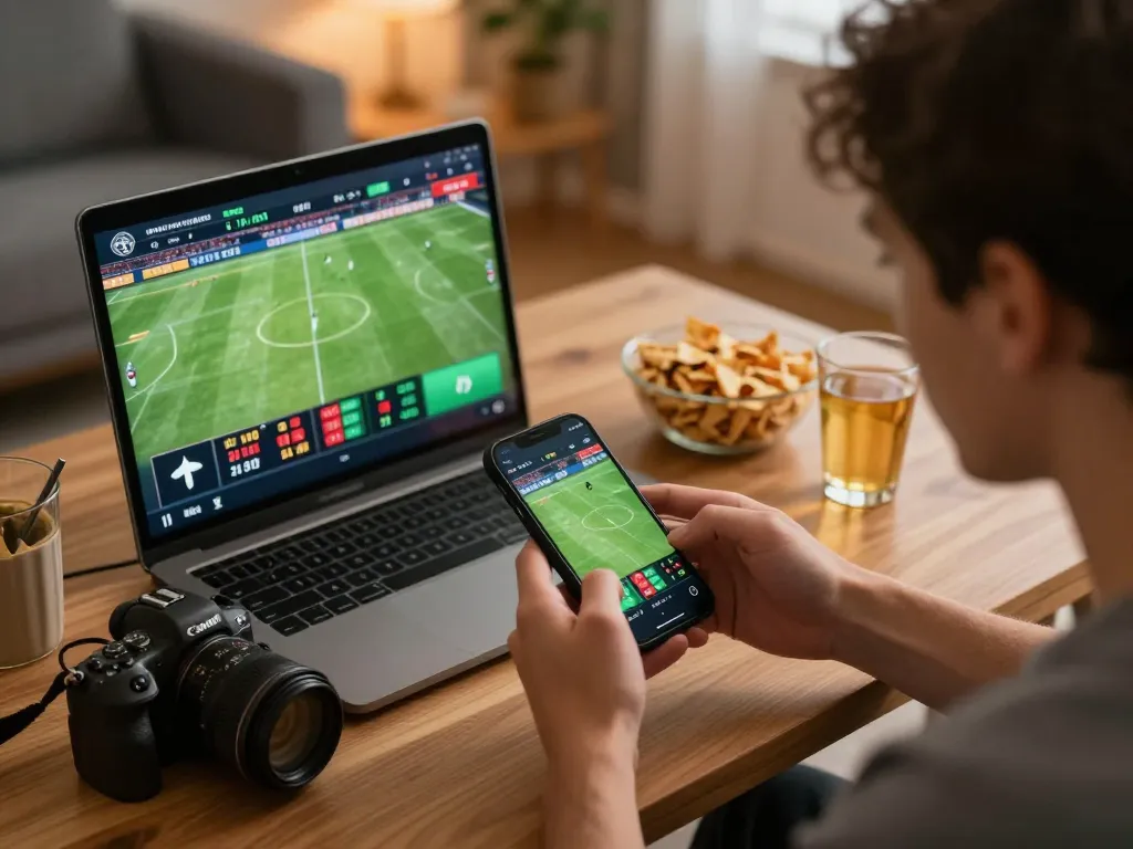 Soi Kèo sports betting moment as user actively places bets via smartphone during live match.