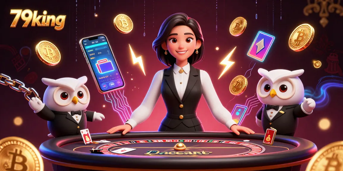 Engage in vibrant gambling action with 79king featuring dealers, crypto coins, and a luxury casino atmosphere.