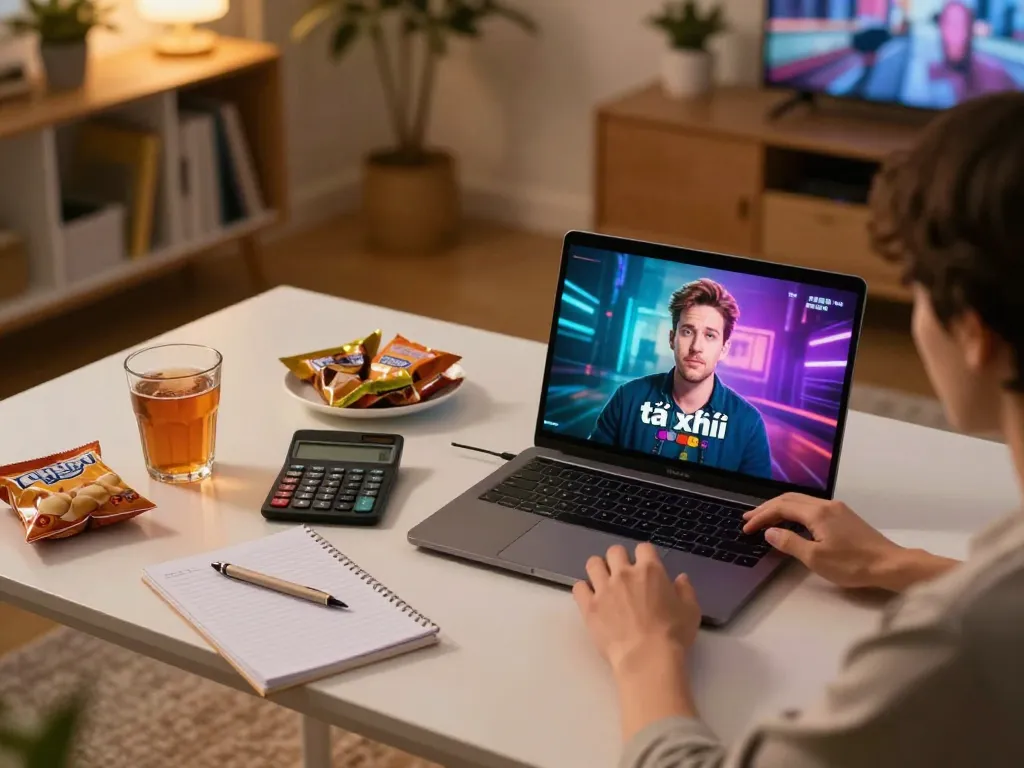 Playing tài xỉu online in a cozy home setup with a laptop and notes