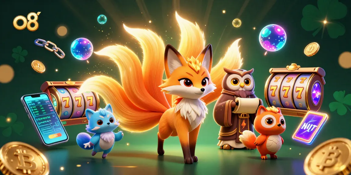 Experience dynamic gaming with the vibrant o8 nine-tailed fox and colorful slot reels.