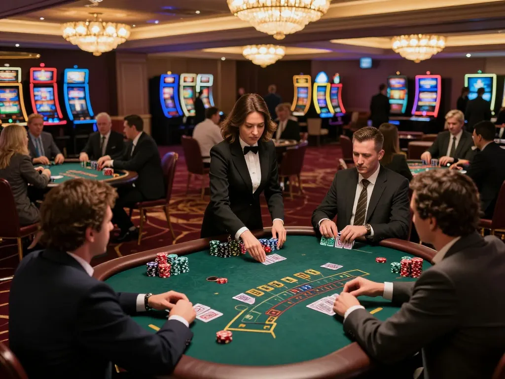 Experience the excitement of Go 88 blackjack gameplay with players strategizing at elegant tables.