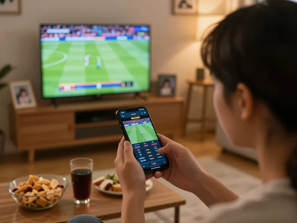 Placing bets on O8 com while enjoying a thrilling sports match at home