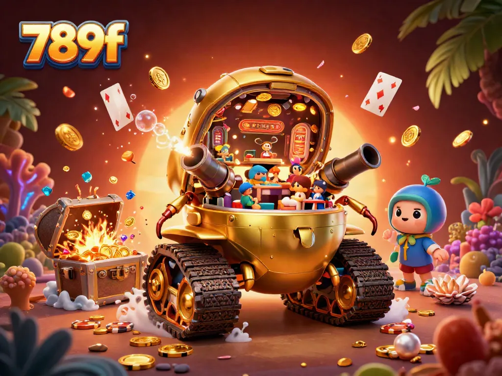 Engage in thrilling gameplay with 789f inside a dynamic casino scene featuring a golden beetle tank.