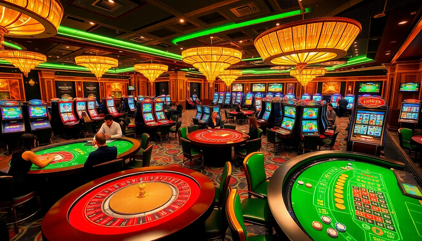 Experience the excitement of winning at 98win with luxurious casino tables and vibrant slot machines.