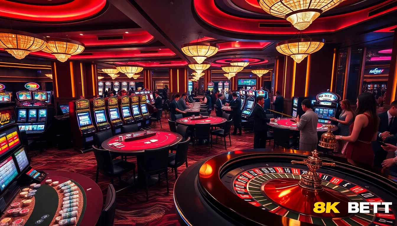 High-stakes poker action at 8K BET casino with vibrant gaming atmosphere.