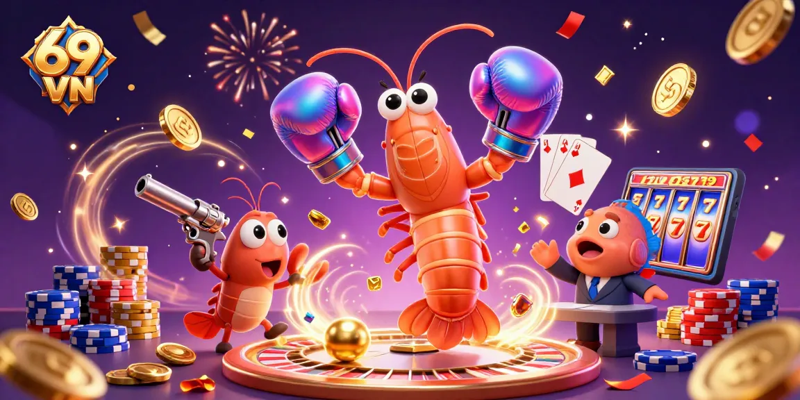 Experience the excitement at 69 VN with a lively scene of animated marine characters in a casino setting.