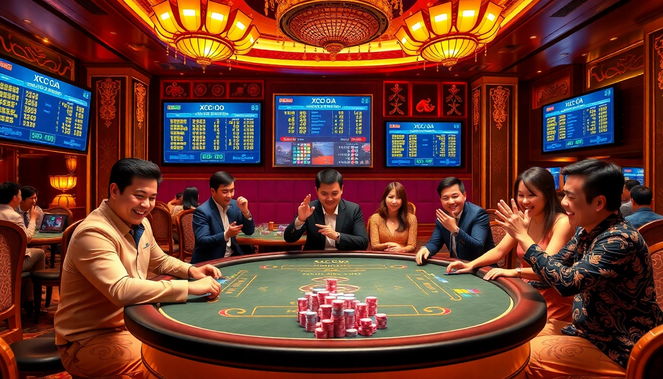 Xóc đĩa nào nhiều người chơi nhất in an exciting casino setting capturing enthusiastic players and thrilling gameplay.