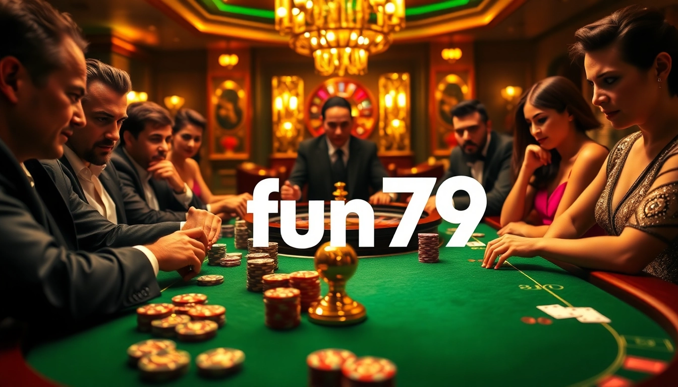 Engage in high-stakes poker at fun79's luxurious casino table, filled with anticipation.