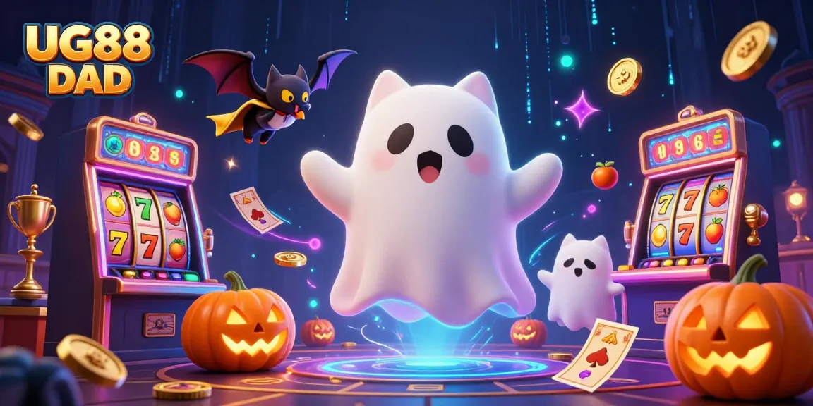 Engage in thrilling casino fun with UG88 DAD, featuring a ghost cat and vibrant 3D slots.