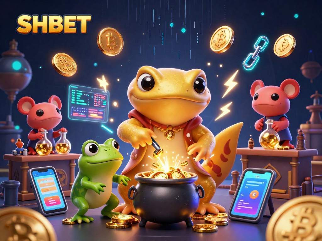 Engage with SHBET's immersive gaming experience featuring vibrant 3D characters and elements.