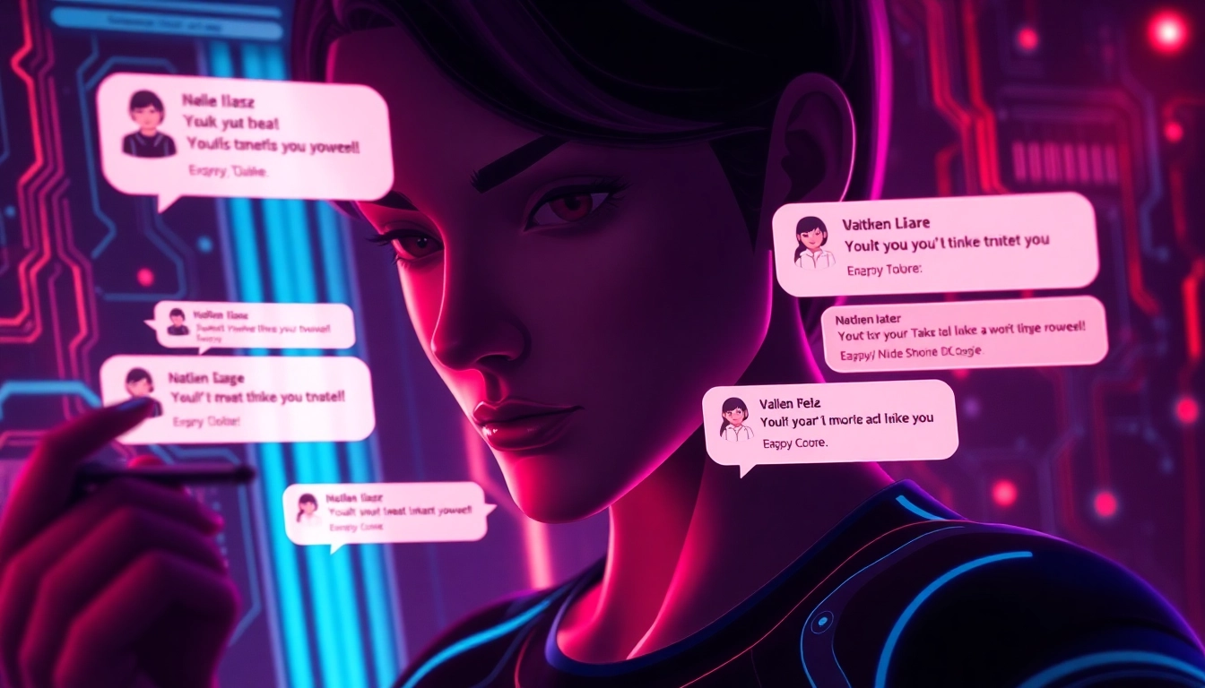 Engaging NSFW AI chat interface with flirty exchanges and modern design.