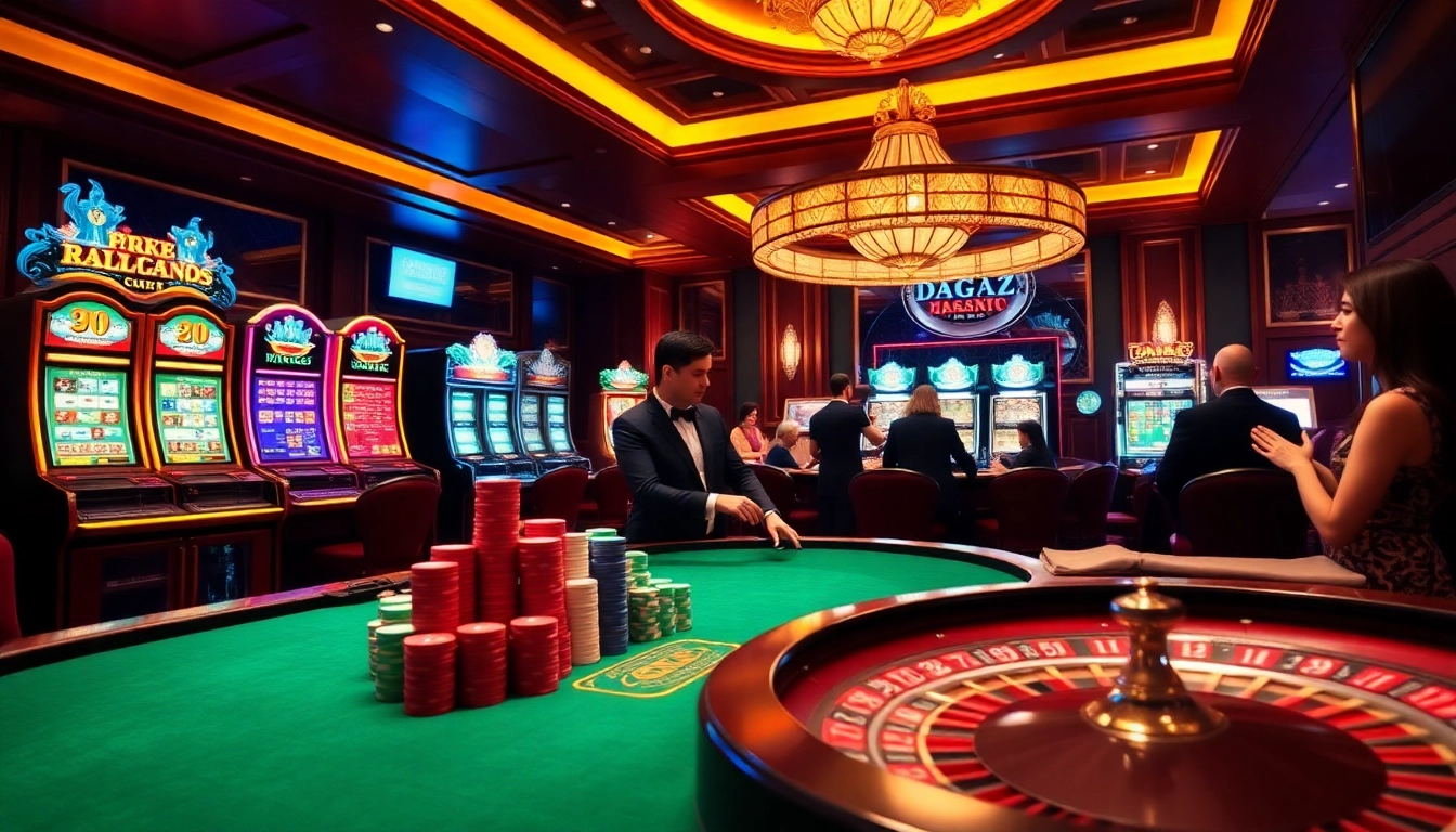 Experience excitement at https://dagaz.com.co/ with vibrant poker games filled with colorful chips and lively players.