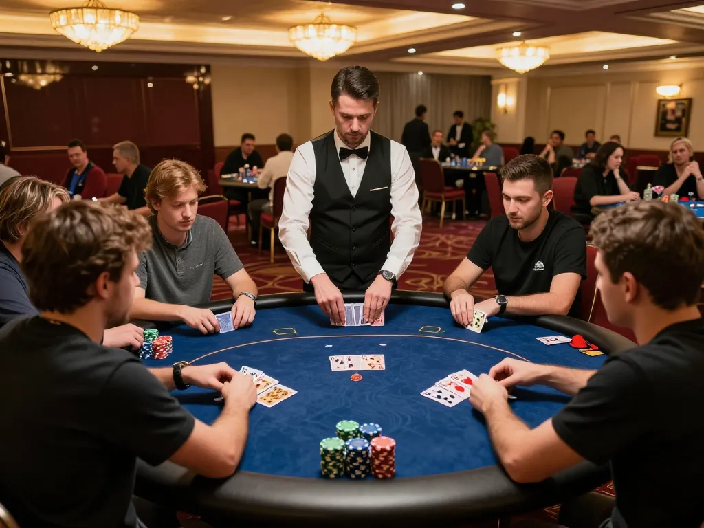 Engaging poker gameplay scene at trang chủ cm88 casino, featuring players focused on their cards.