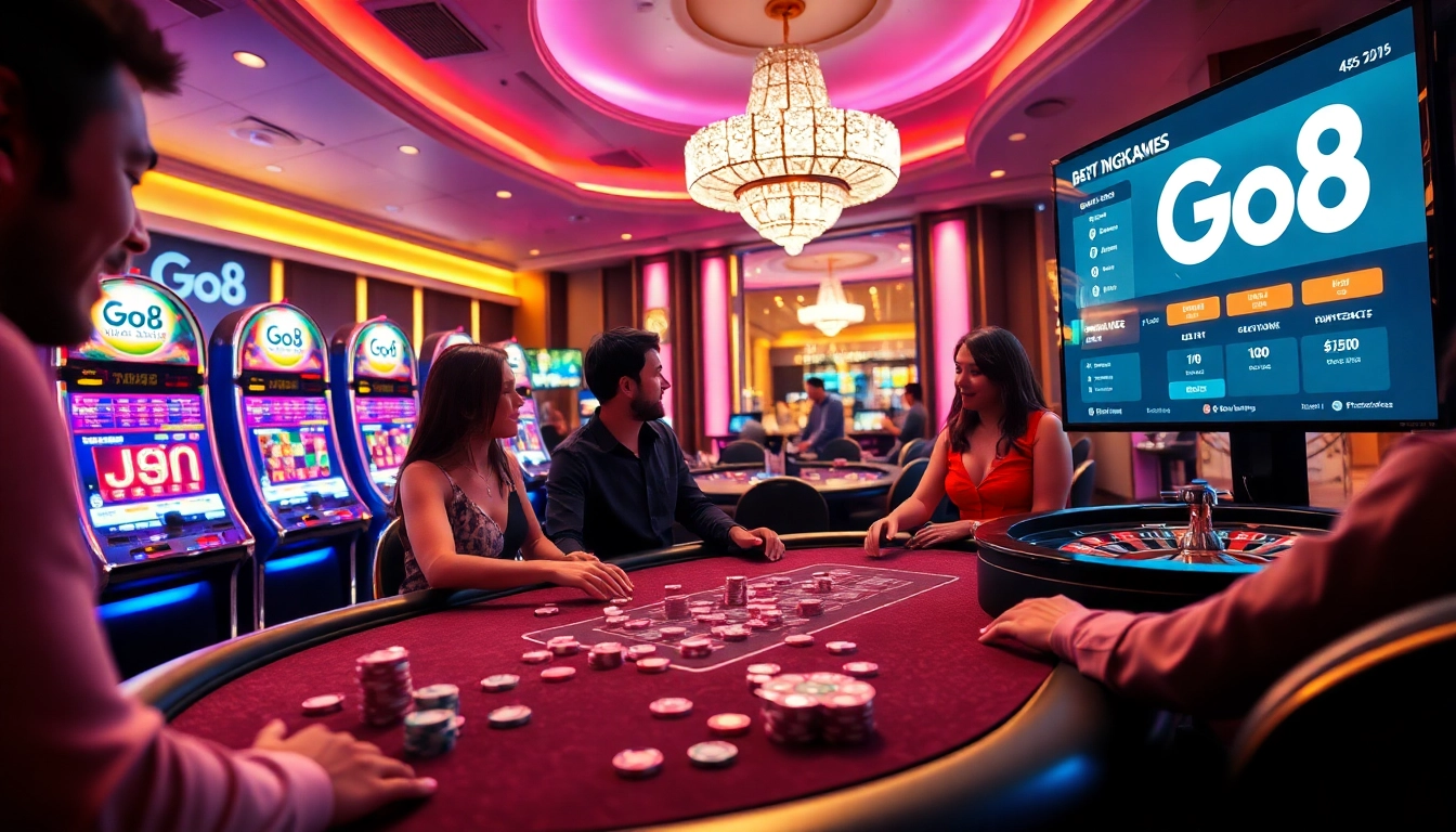 Go8 players enjoying high-stakes gaming at a luxurious casino.