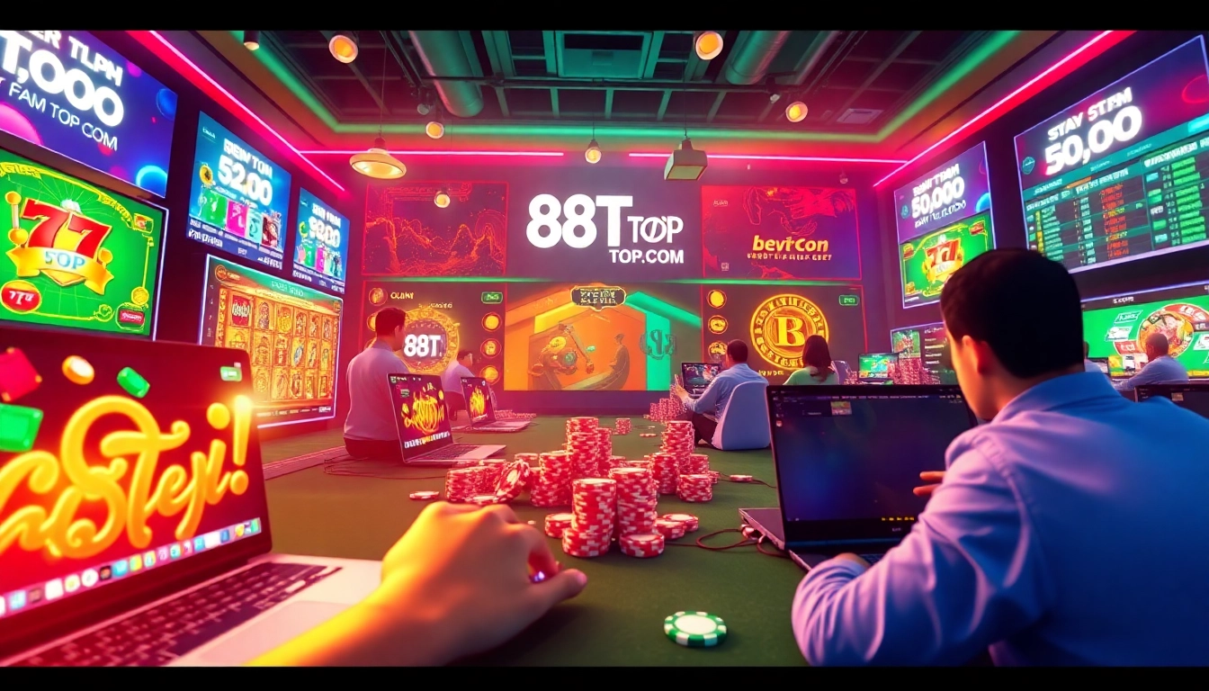 Interactive online gambling experience with 888TOP COM showcasing various casino games.