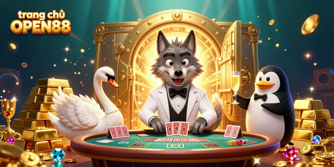 Engage in thrilling gameplay at trang chủ OPEN88 with vibrant casino characters and sparkling treasures!