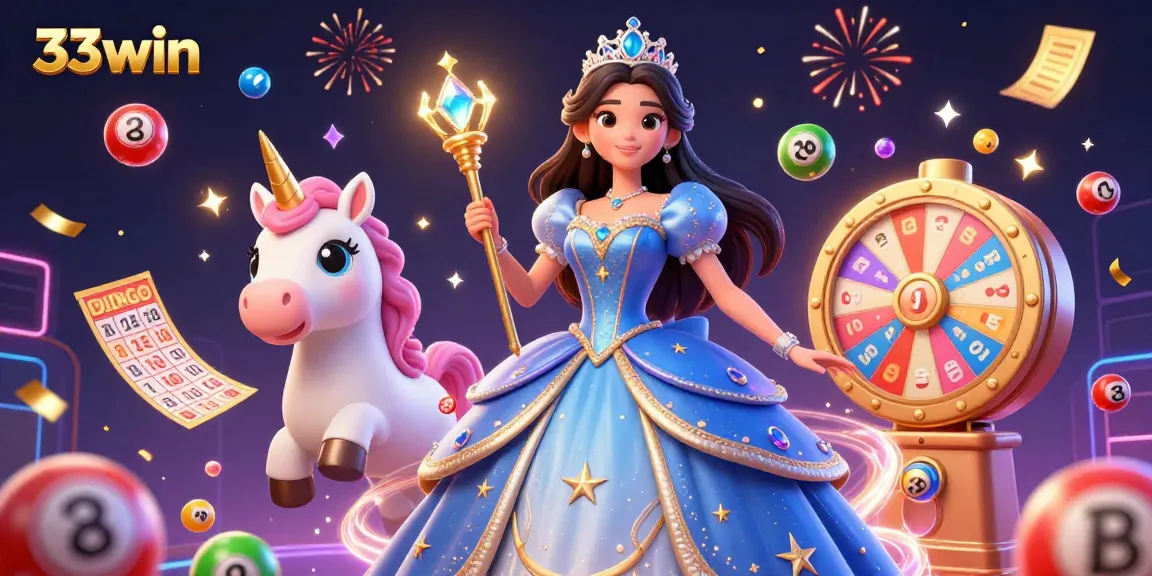 Engage in thrilling gameplay with the 33win magical lottery scene, featuring vibrant elements and a festive atmosphere.