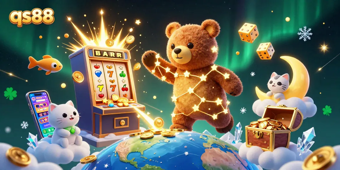 Experience thrilling gameplay at qs88 with this vibrant 3D casino illustration showcasing dynamic elements and characters.
